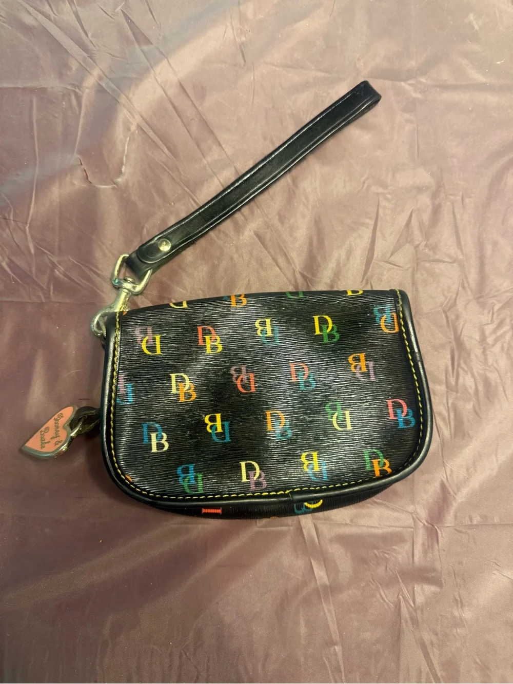Vintage Y2K Dooney & Bourke Black Multicolor Wristlet